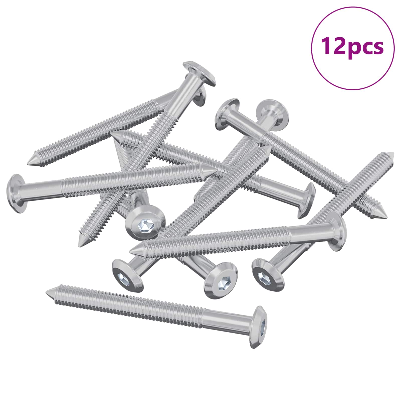 Vidaxxl vis pour meubles 12 pcs argent m6 x 60 mm acier