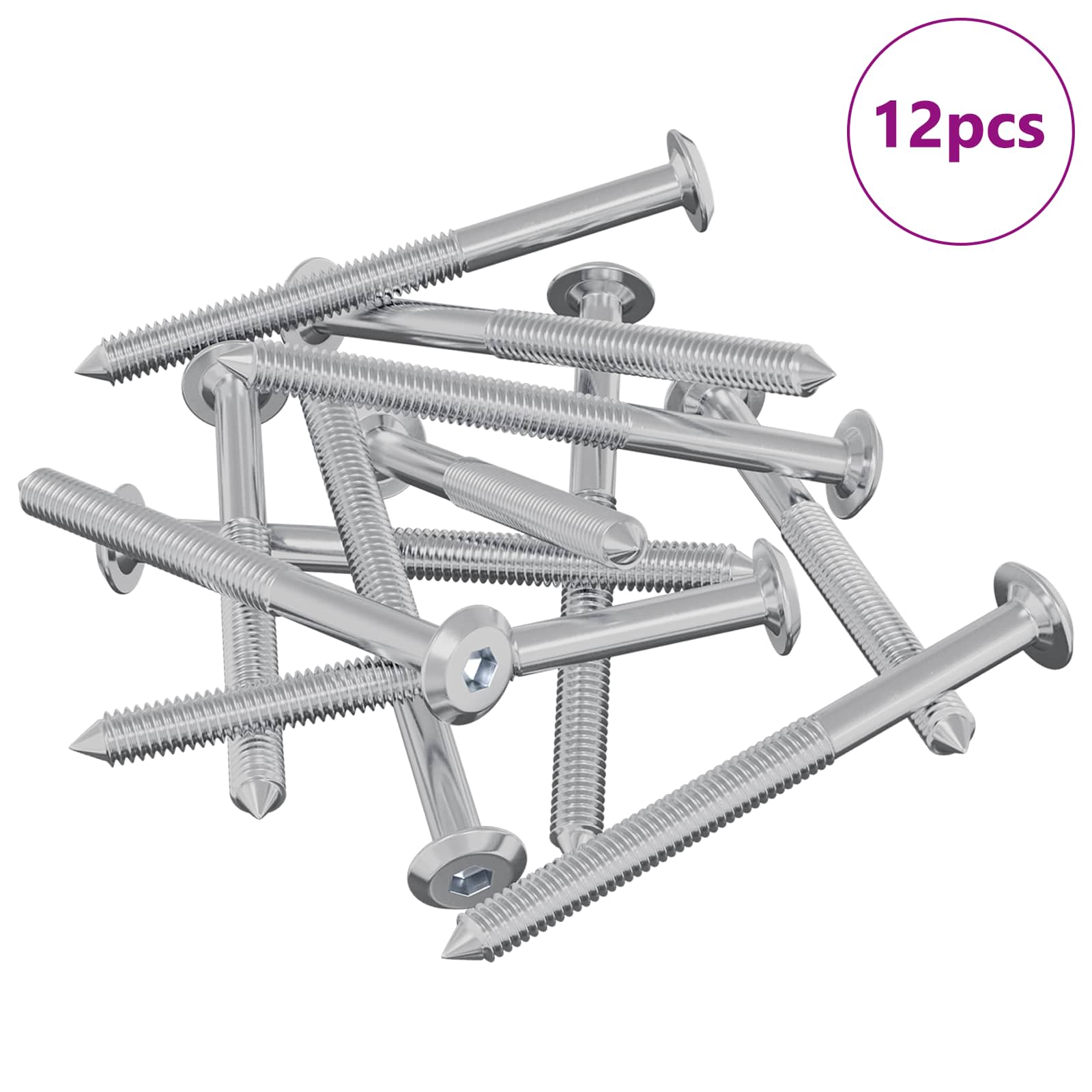 Vidaxxl vis pour meubles 12 pcs argent m6 x 70 mm acier