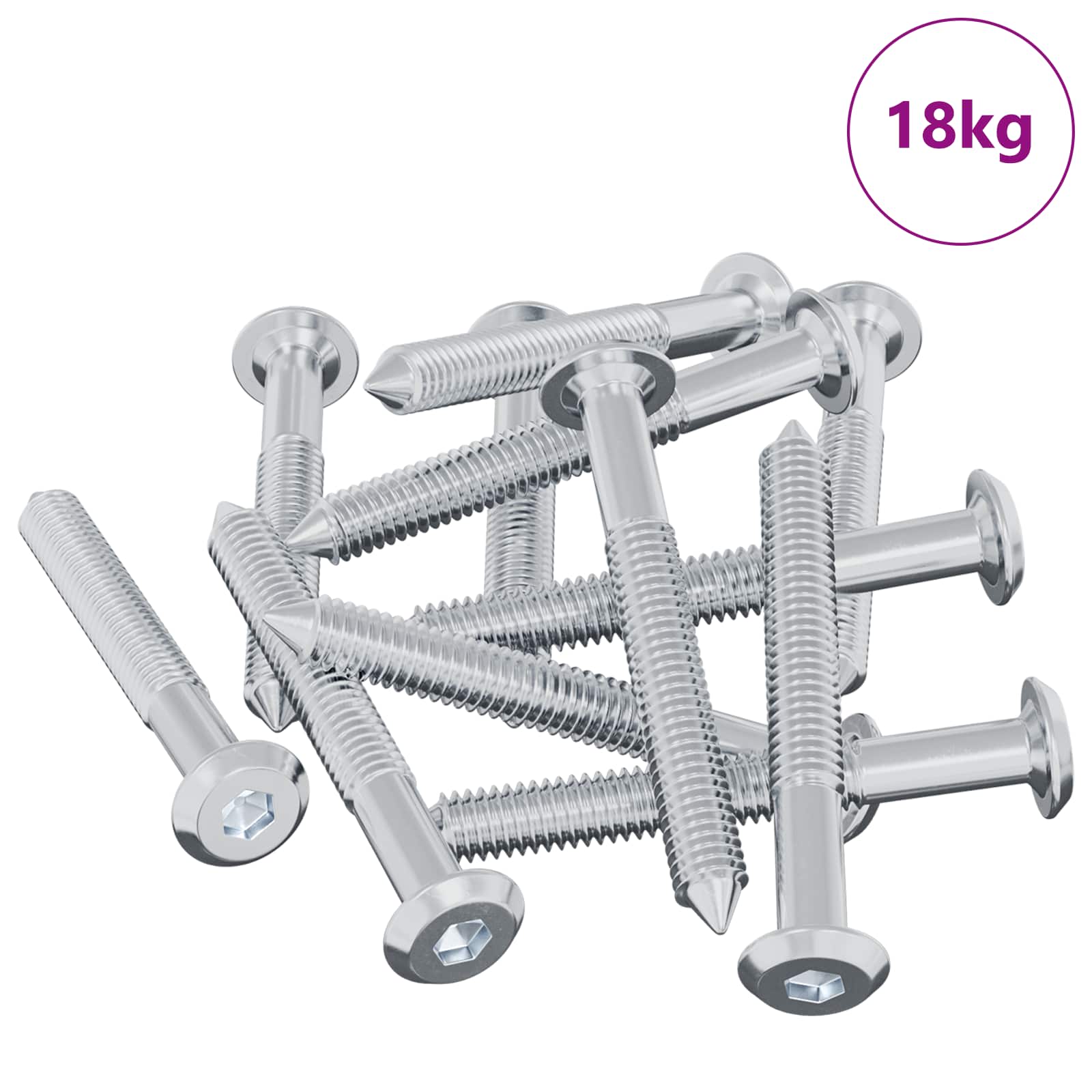 Vidaxl boulon 1800 pcs argent m6 x 50 mm acier