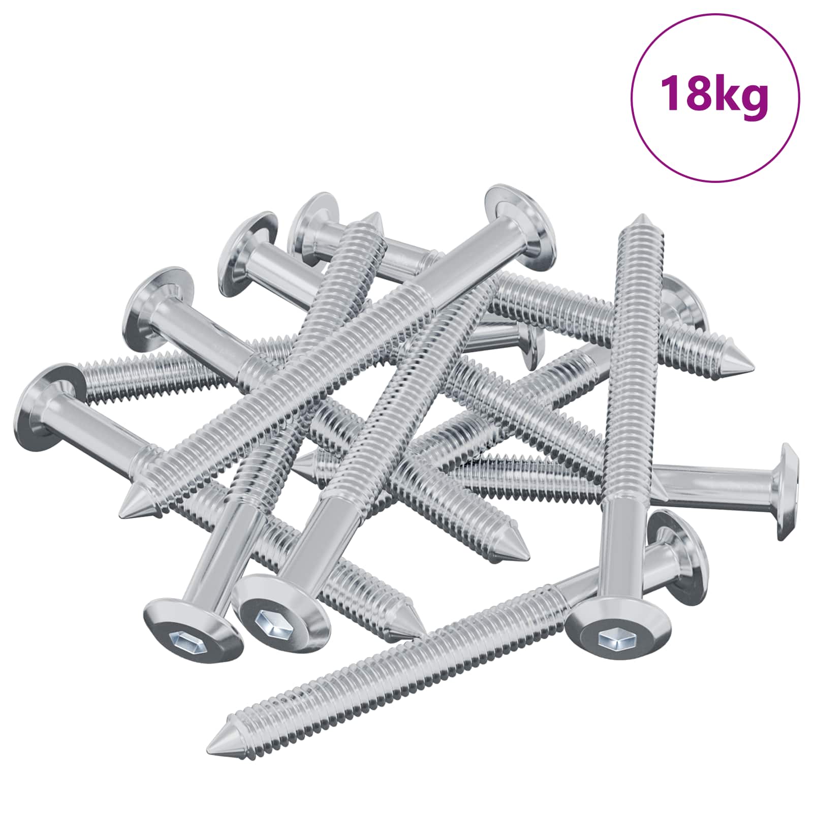Vidaxl boulon 1600 pcs argent m6 x 60 mm acier