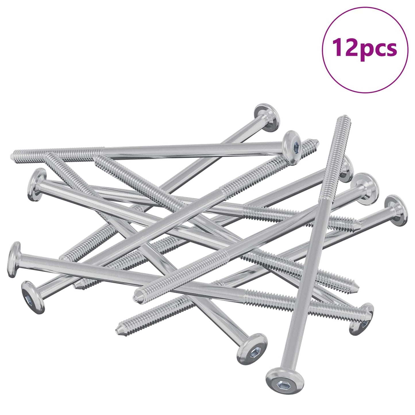 Vidaxl boulon 12 pcs argent m6 x 120 mm acier