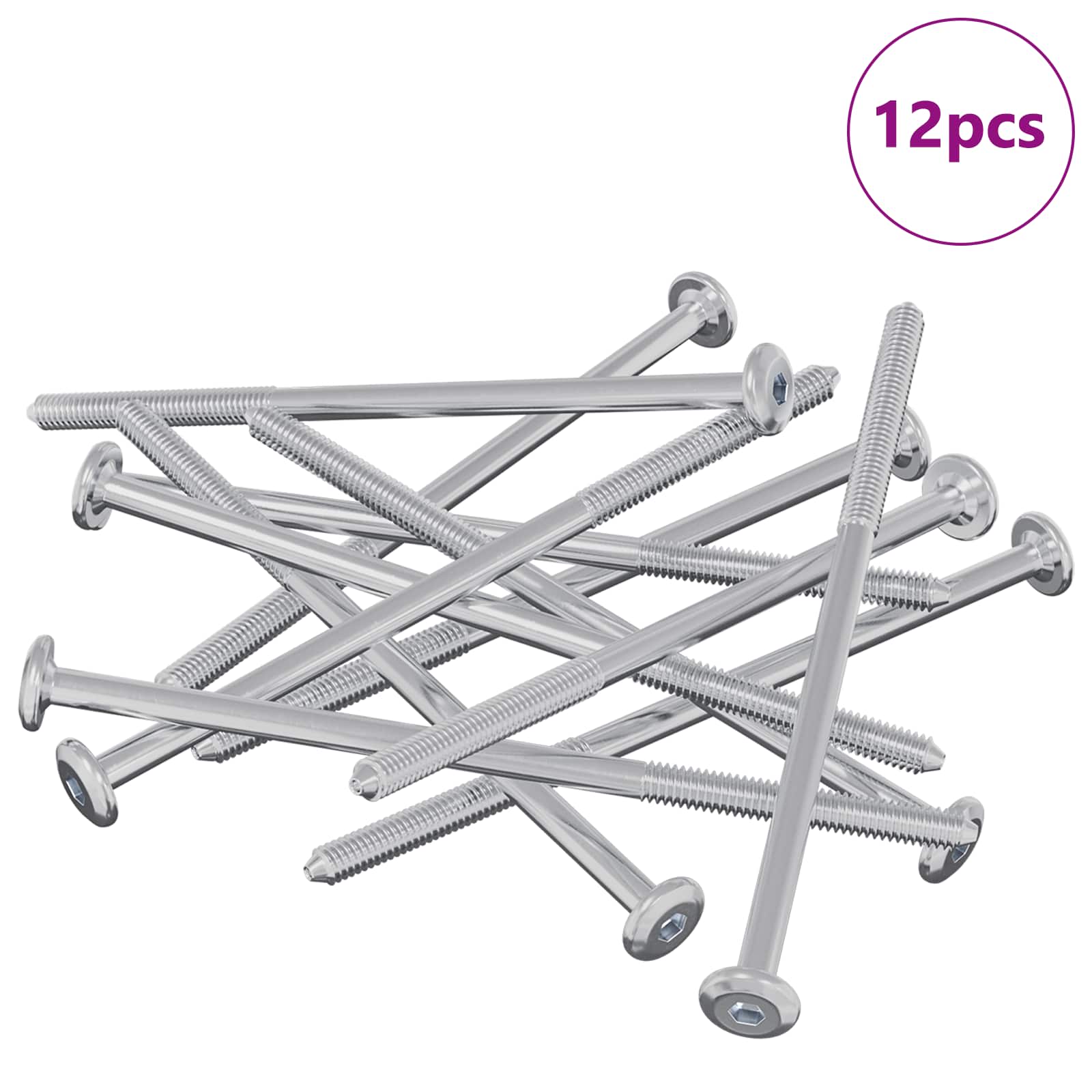 Vidaxl boulon 12 pcs argent m6 x 120 mm acier