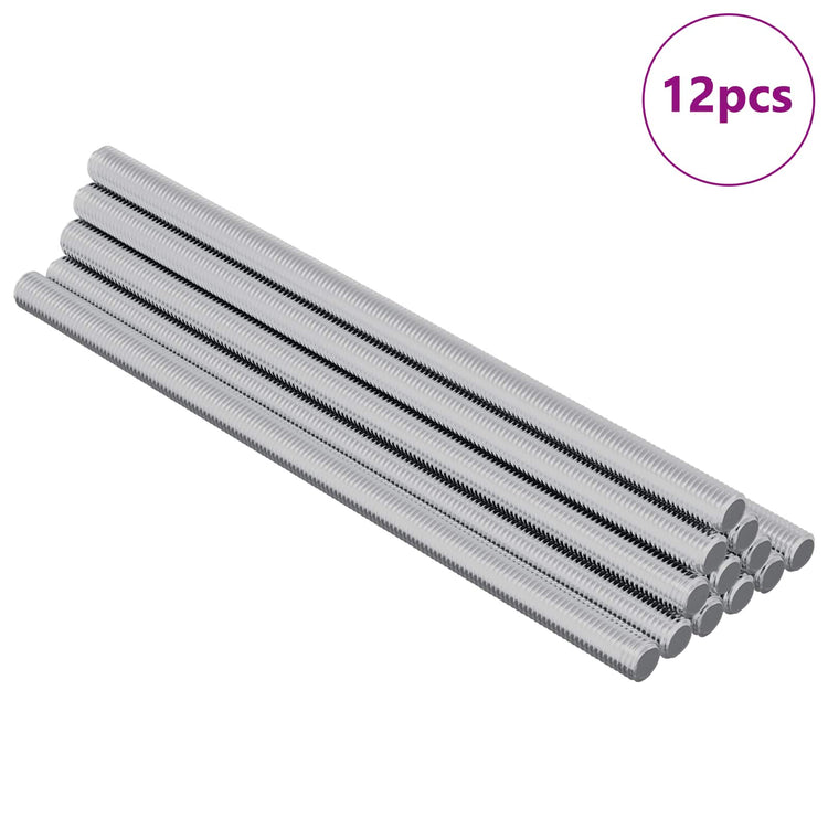 Vidaxxl tiges filetées 12 pcs argent m6 x 120 mm métal