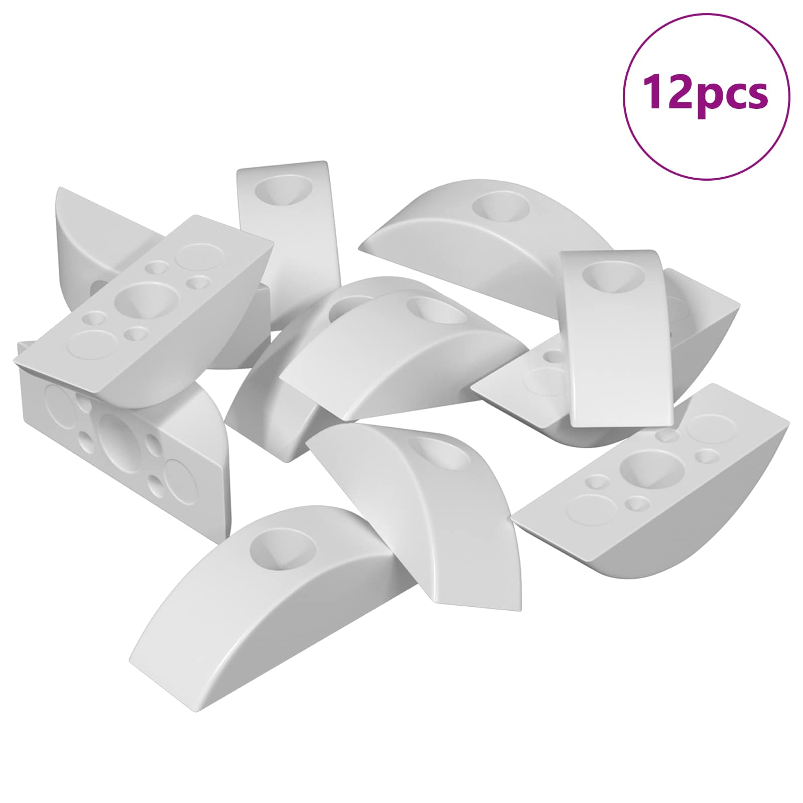 VidaXL rondelle demi-lune 12 pcs blanc m6 polypropylène