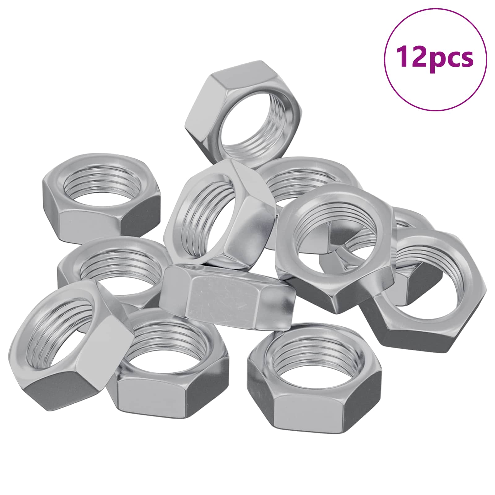Vidaxl écrous hexagonaux 12 pièces argent m6 fer