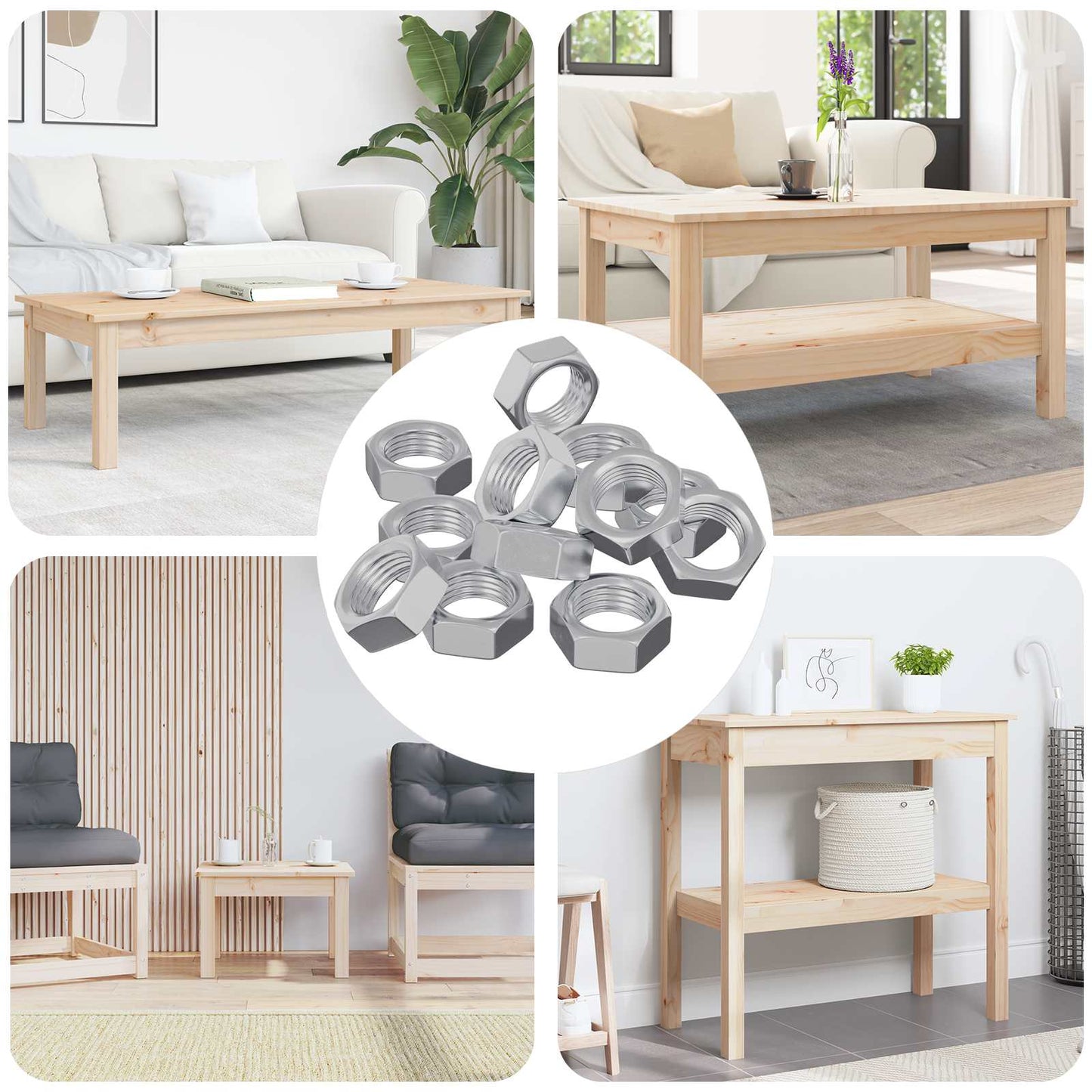 Vidaxl écrous hexagonaux 23377 pcs fer argenté