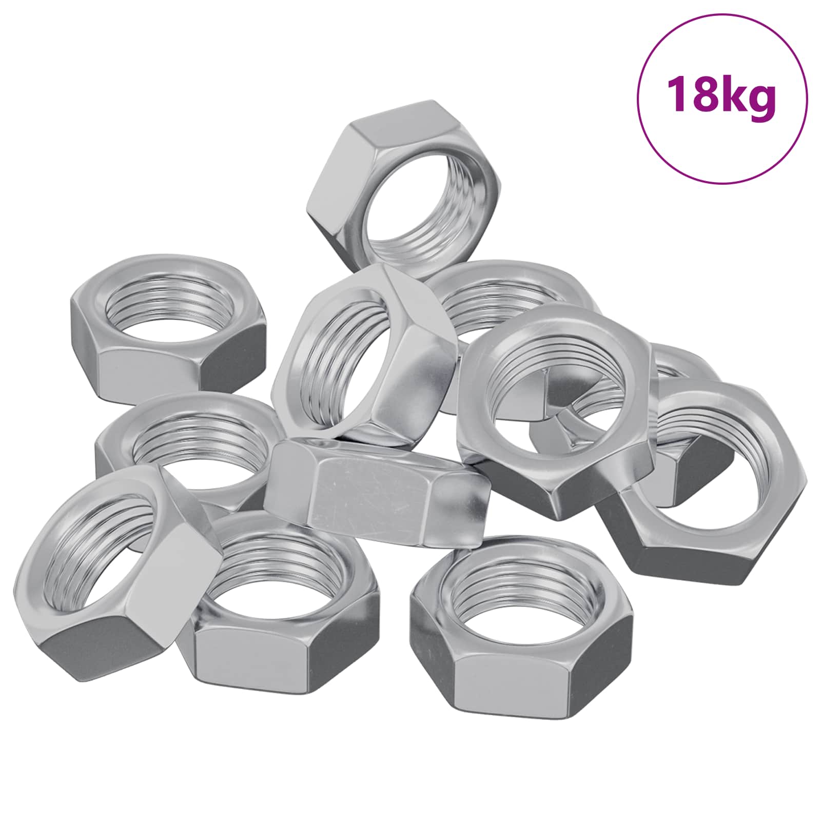 Vidaxl écrous hexagonaux 23377 pcs fer argenté