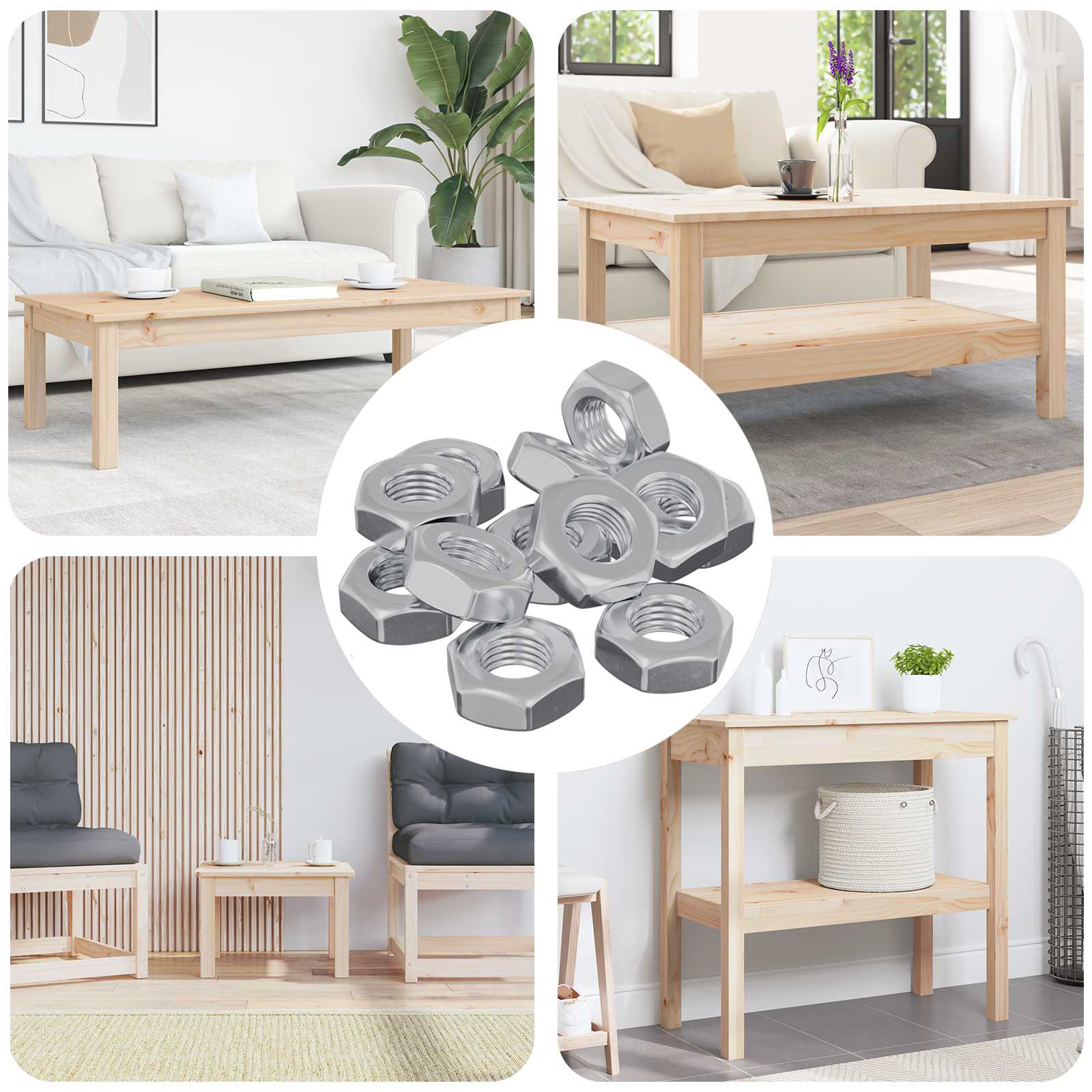 Vidaxl écrous hexagonaux 12 pièces argent m8 fer