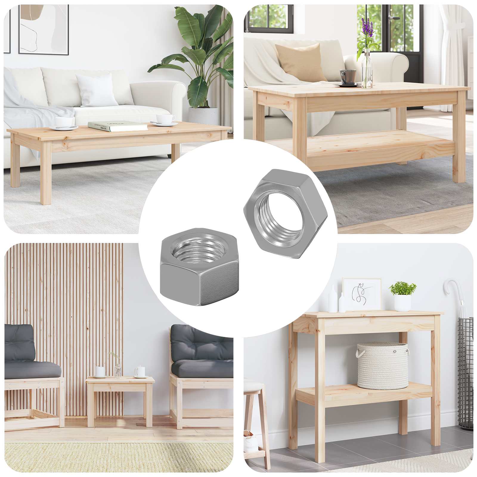 Vidaxl écrou hexagonal 2 pcs argent m6 fer