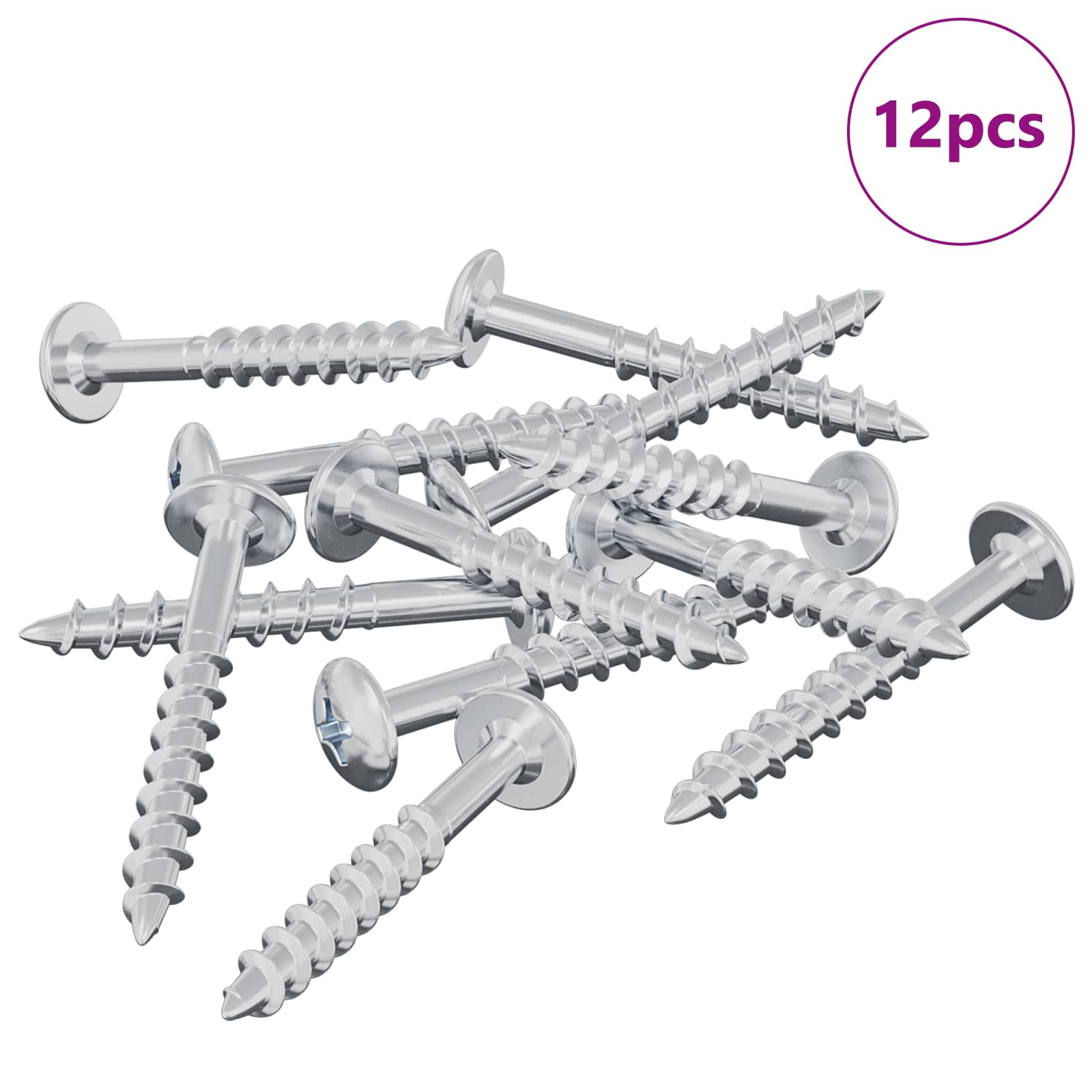 Vidaxl boulon 12 pcs argent 9,8 x 35 mm fer