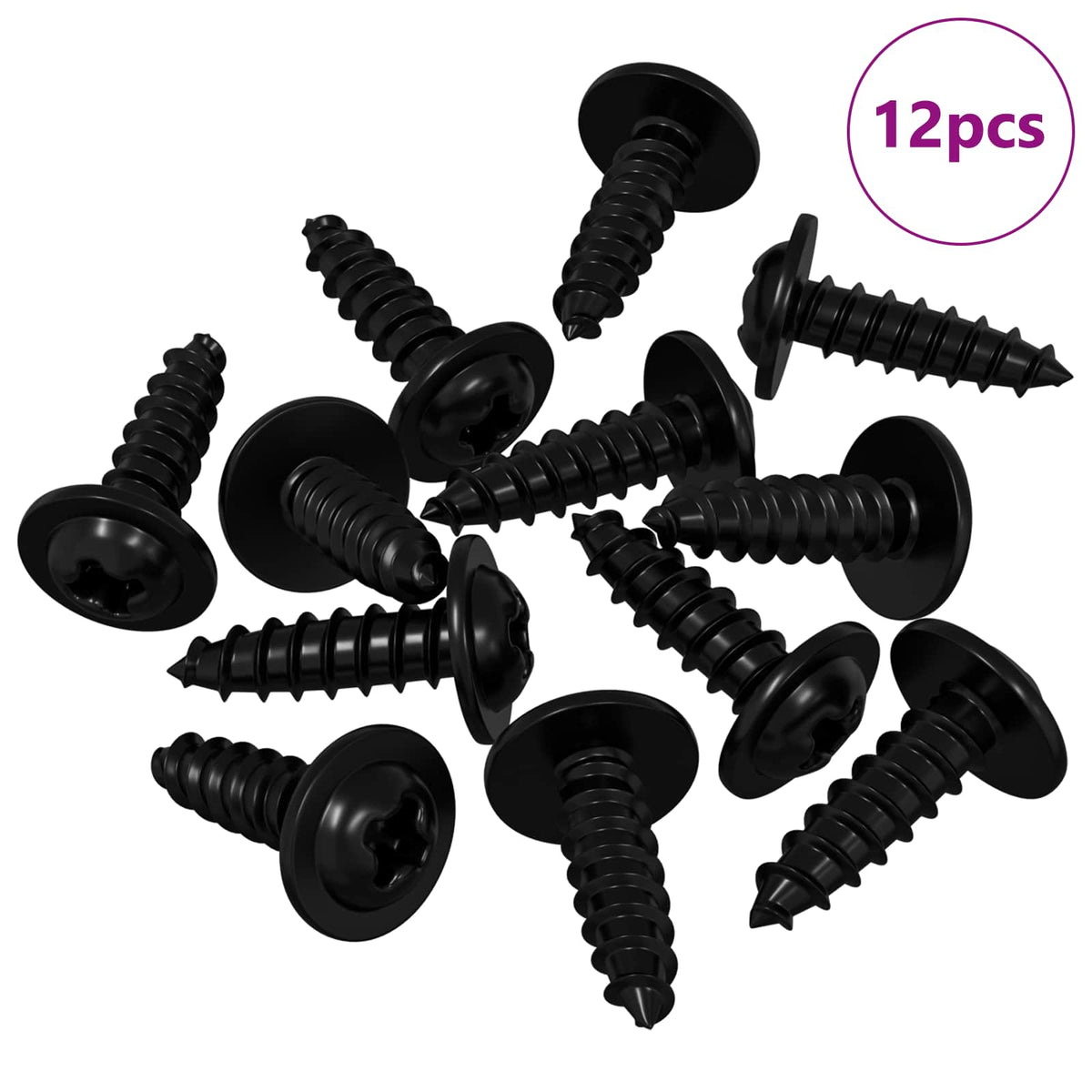 Vidaxl clou autotaraudeur 12 pcs fer noir 3,5 x 12 mm