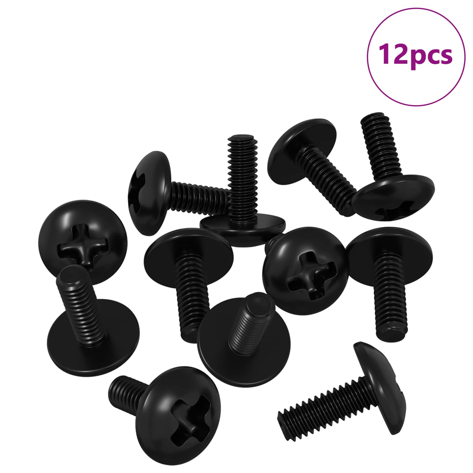Vidaxl vis à manchon 12 pcs noir m4 x 10 mm fer