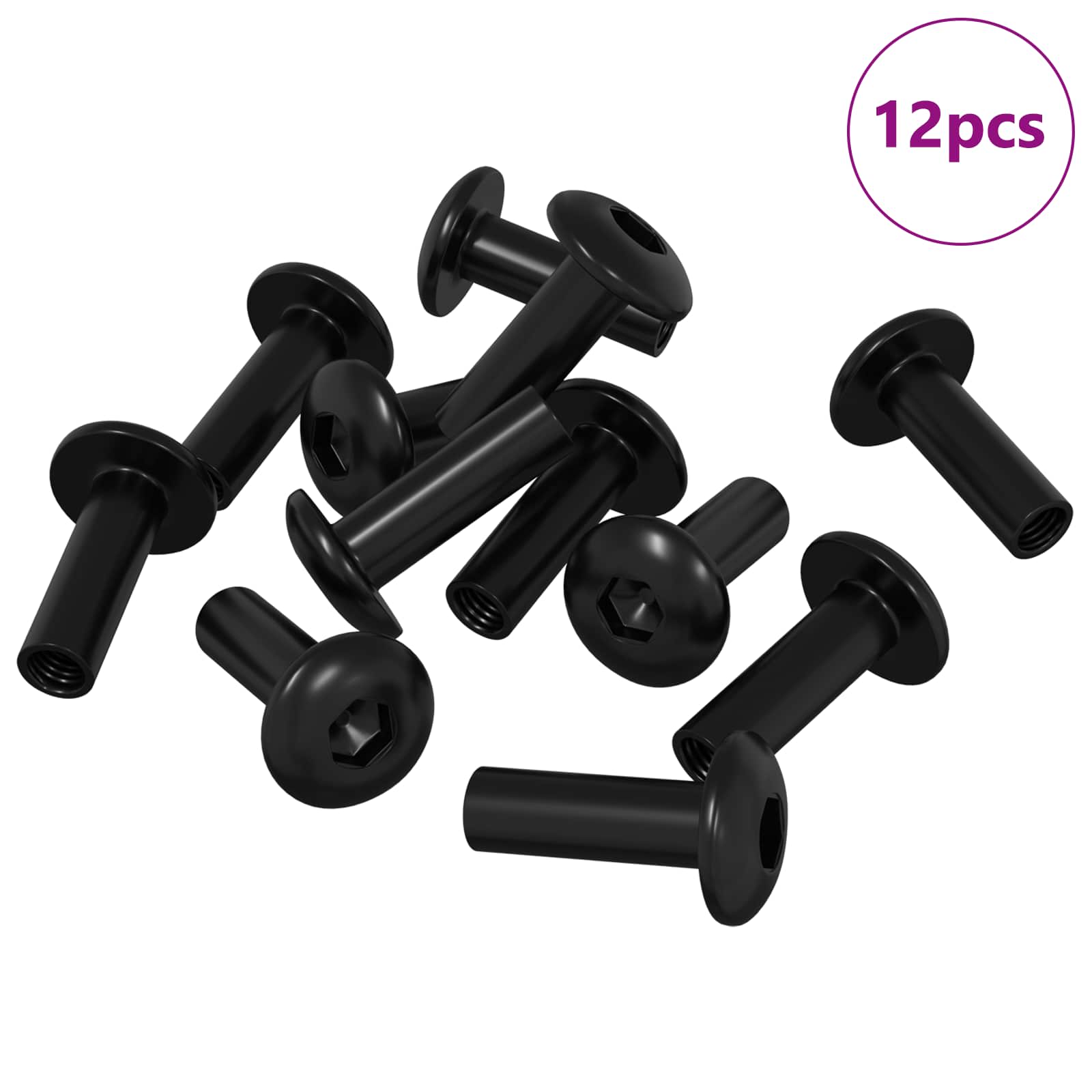 Vidaxl écrous à manchon 12 pièces noir m4 x 14,5 mm en fer