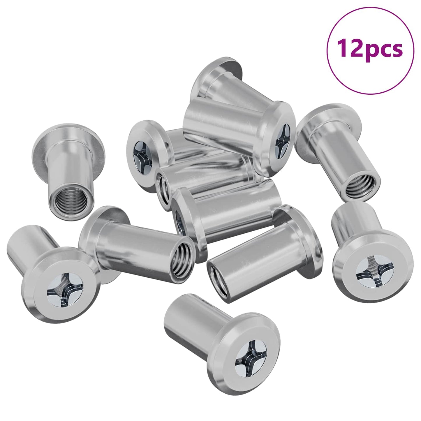 Vidaxl contre-écrou 12 pcs argent m6 x 15 mm acier