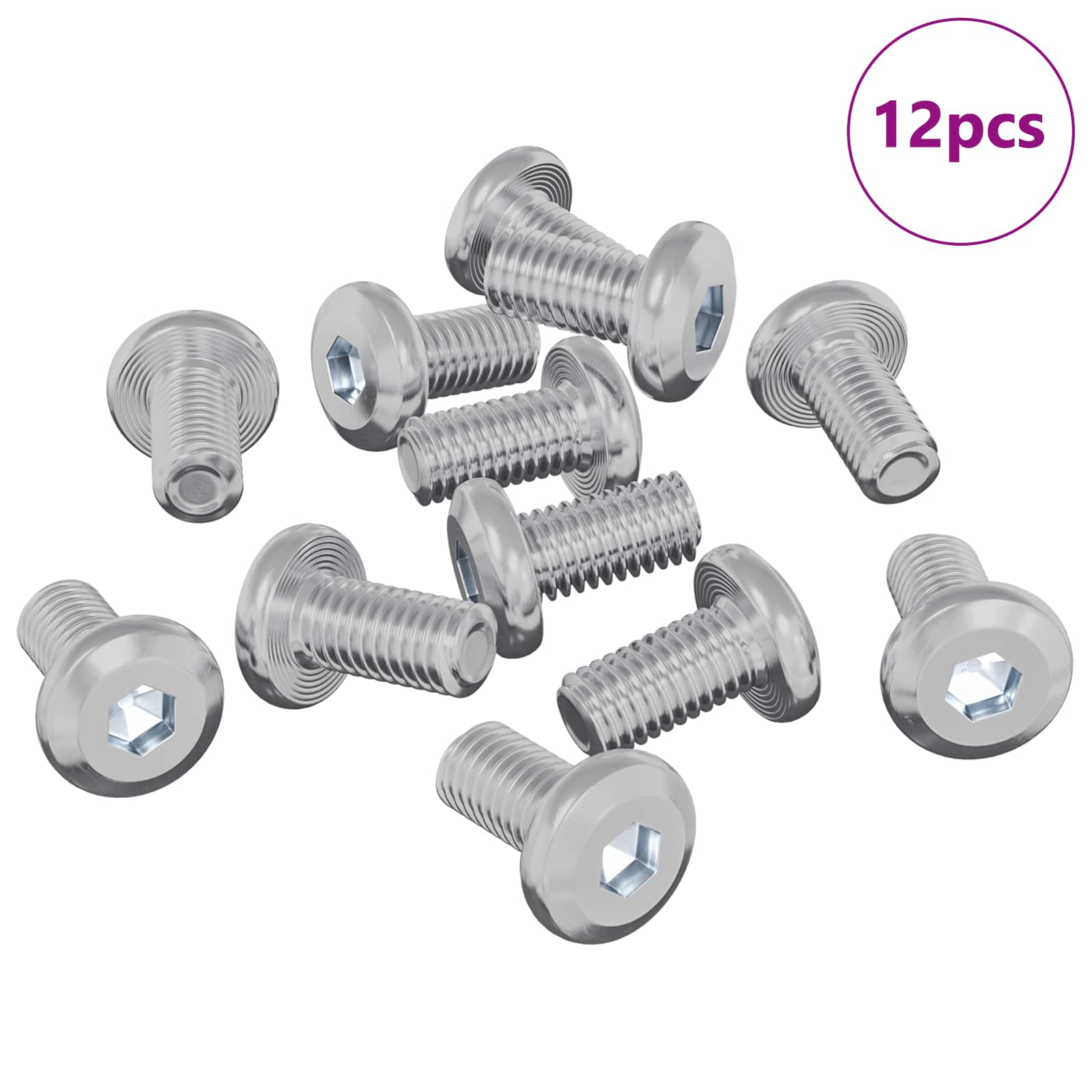 Vidaxl vis de verrouillage uni 12 pcs argent m6 x 12 mm acier