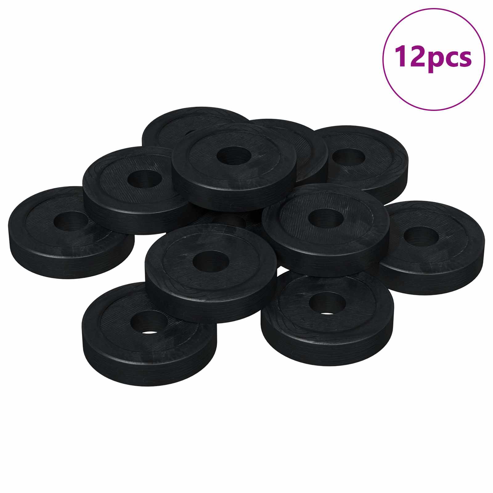 Vidaxxl adapté aux anneaux plats 12 pcs noir ∅15 x 3 mm
