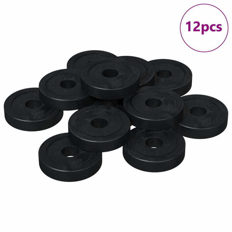 Vidaxxl adapté aux anneaux plats 12 pcs noir ∅15 x 3 mm