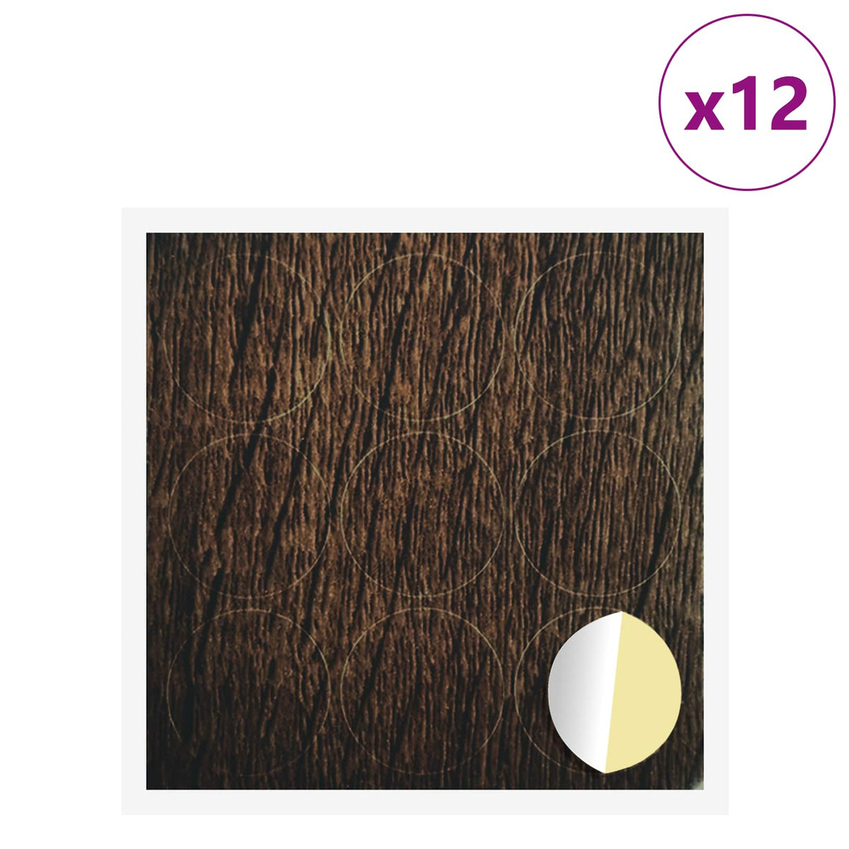 Vidaxx cache-vis autocollant 12 pcs chêne brun ø 20 x 0,5 mm