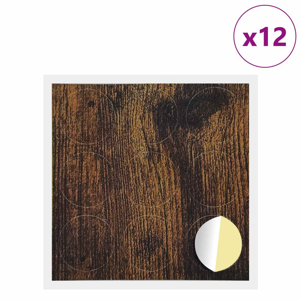 Vidaxx cache-vis autocollant 12 pcs chêne fumé ø 20 x 0,5 mm