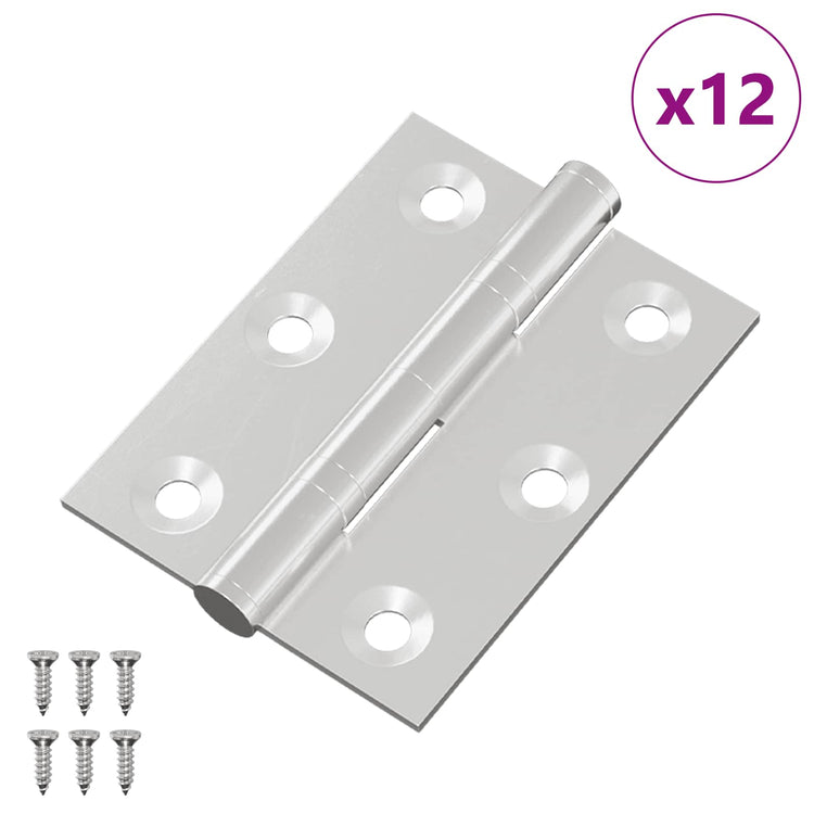 Vidaxx charnière 12 pcs argent 50 x 38 x 1,3 mm acier