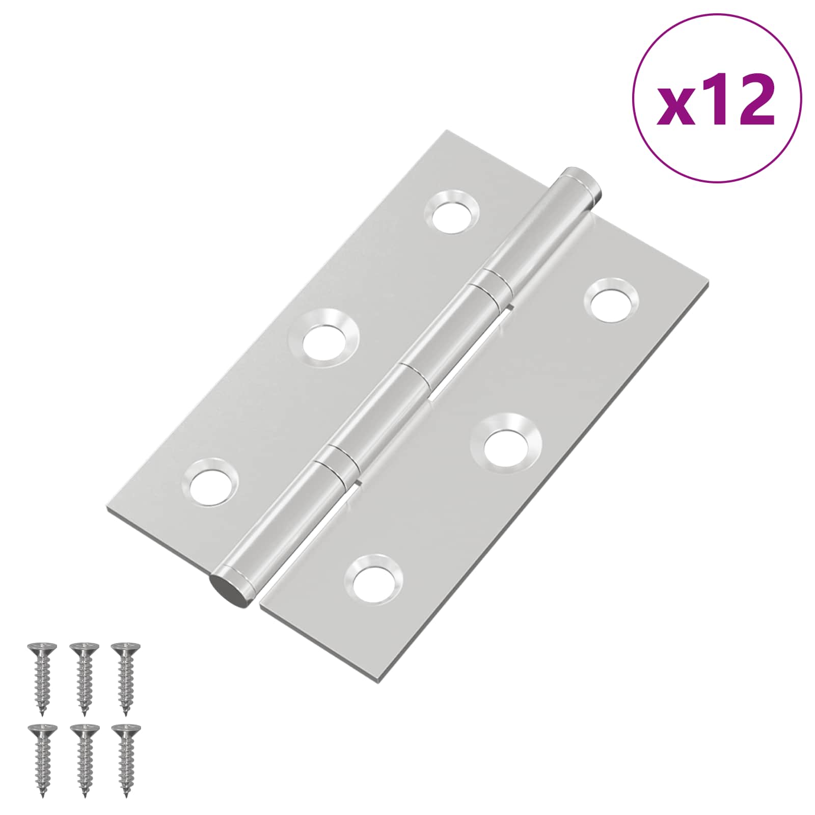 Vidaxl charnière unie 12 pcs argent 58 x 35 x 1 mm acier