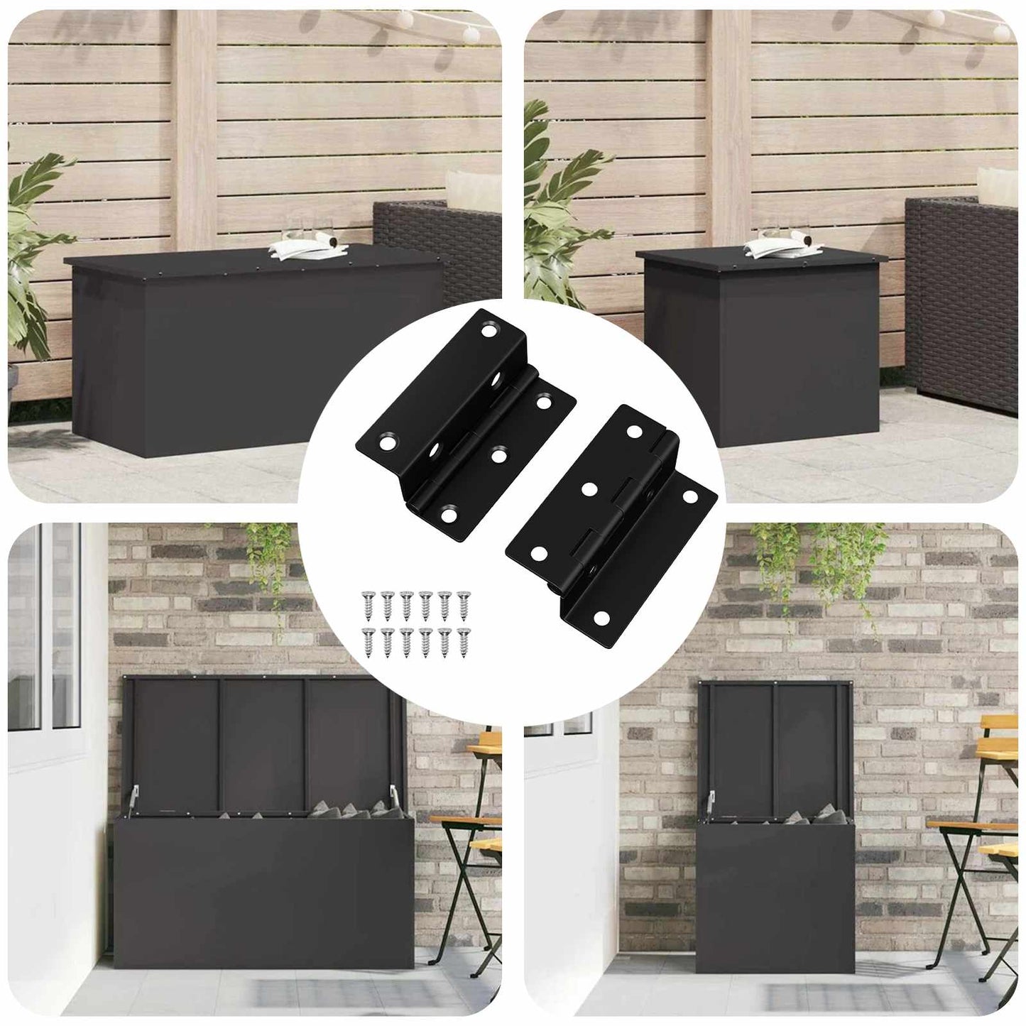 Vidaxx charnière 2 pcs noir 38 x 17 x 60 mm fer