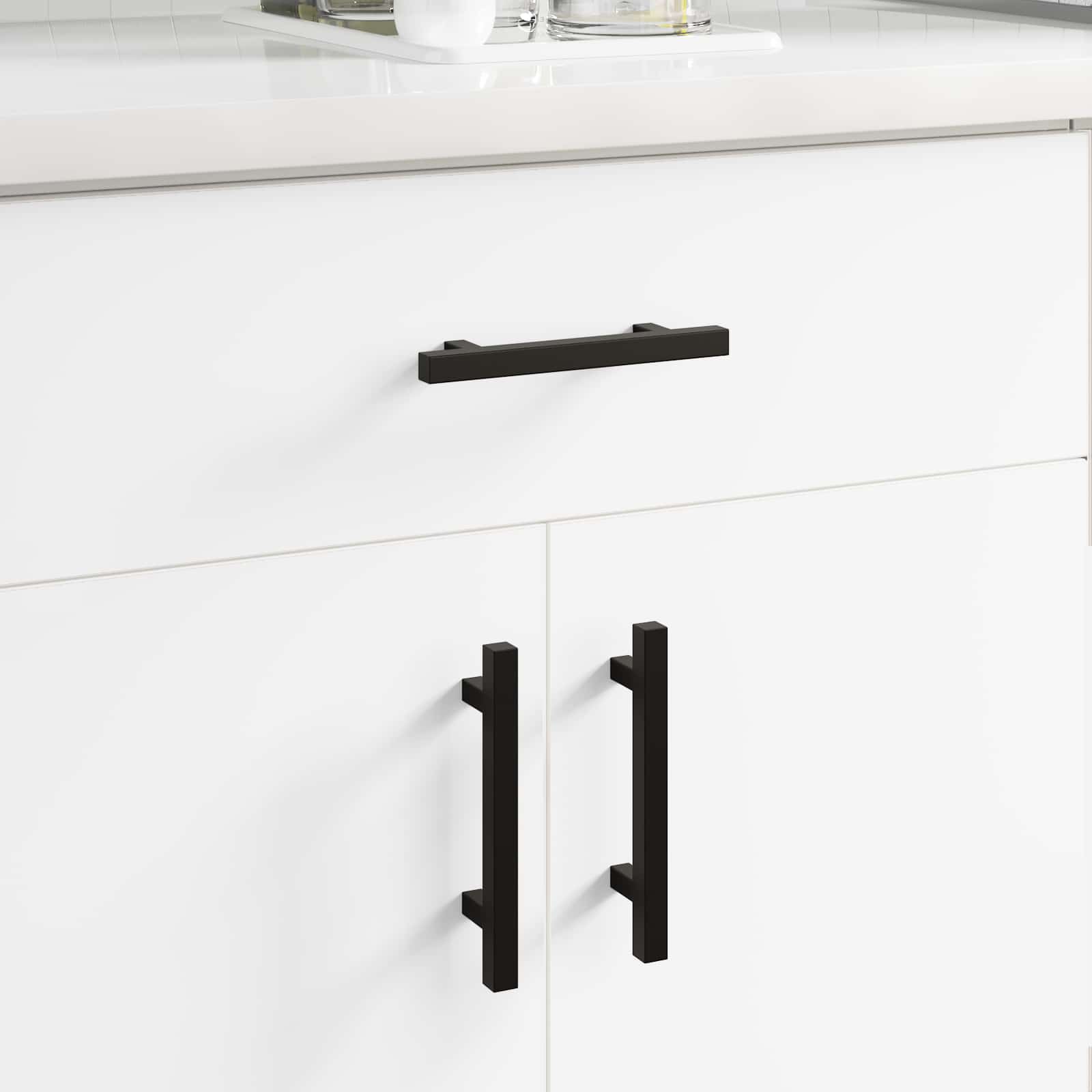 Vidaxxl poignée d'armoire 2 pcs noir 150 x 12,3 x 35,2 mm acier inoxydable