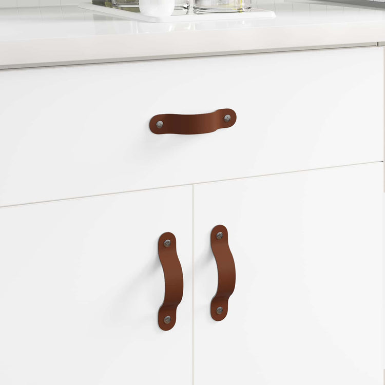 Vidaxxl poignées d'armoire 2 pcs marron 140 x 25 x 2,3 mm PU