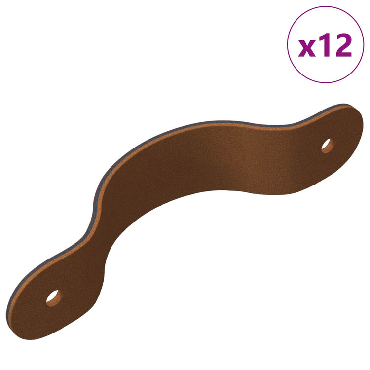 VidaXL poignées d'armoire 12 pcs marron 140 x 25 x 2,3 mm PU