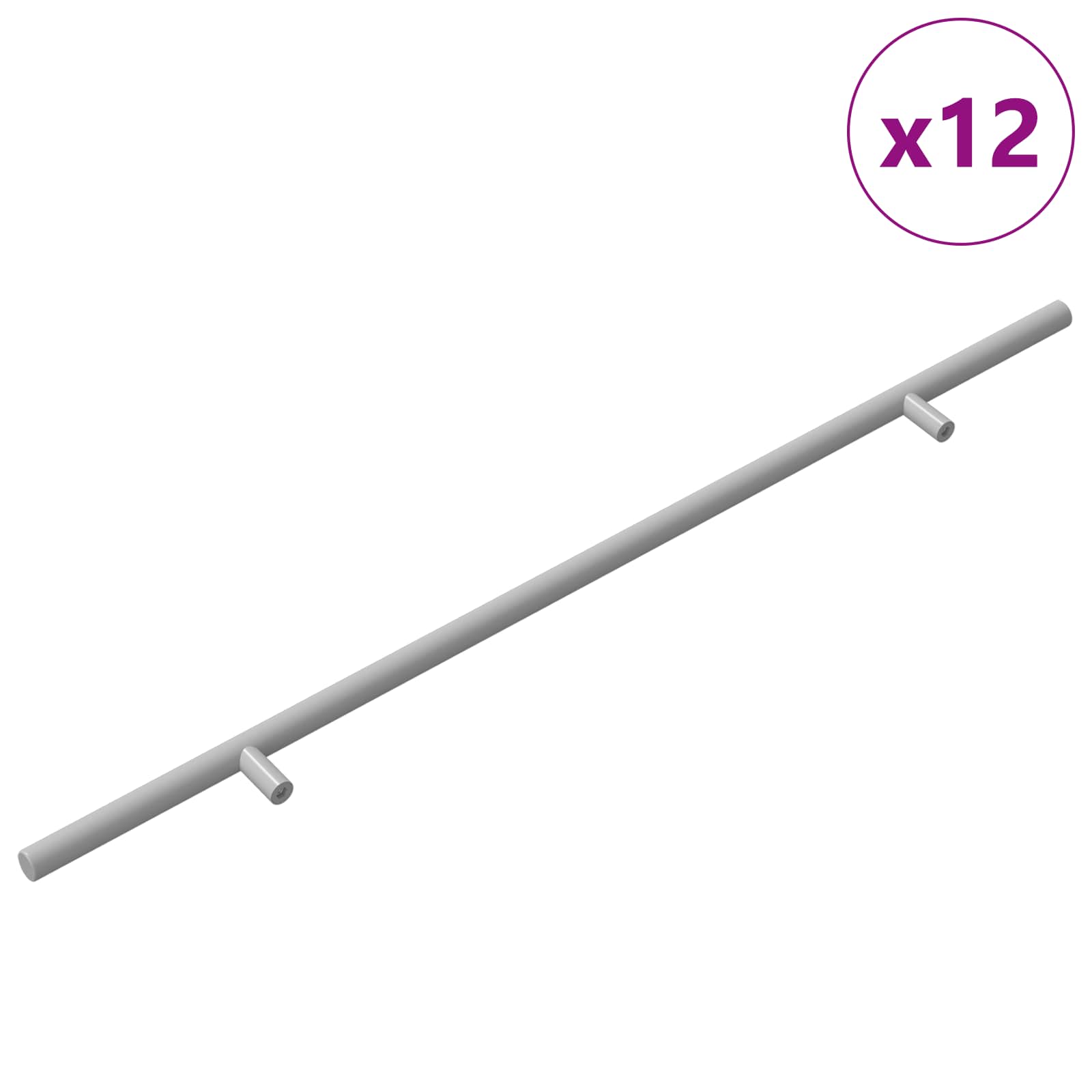 VidaXL poignée 12 pcs argent 500 mm acier