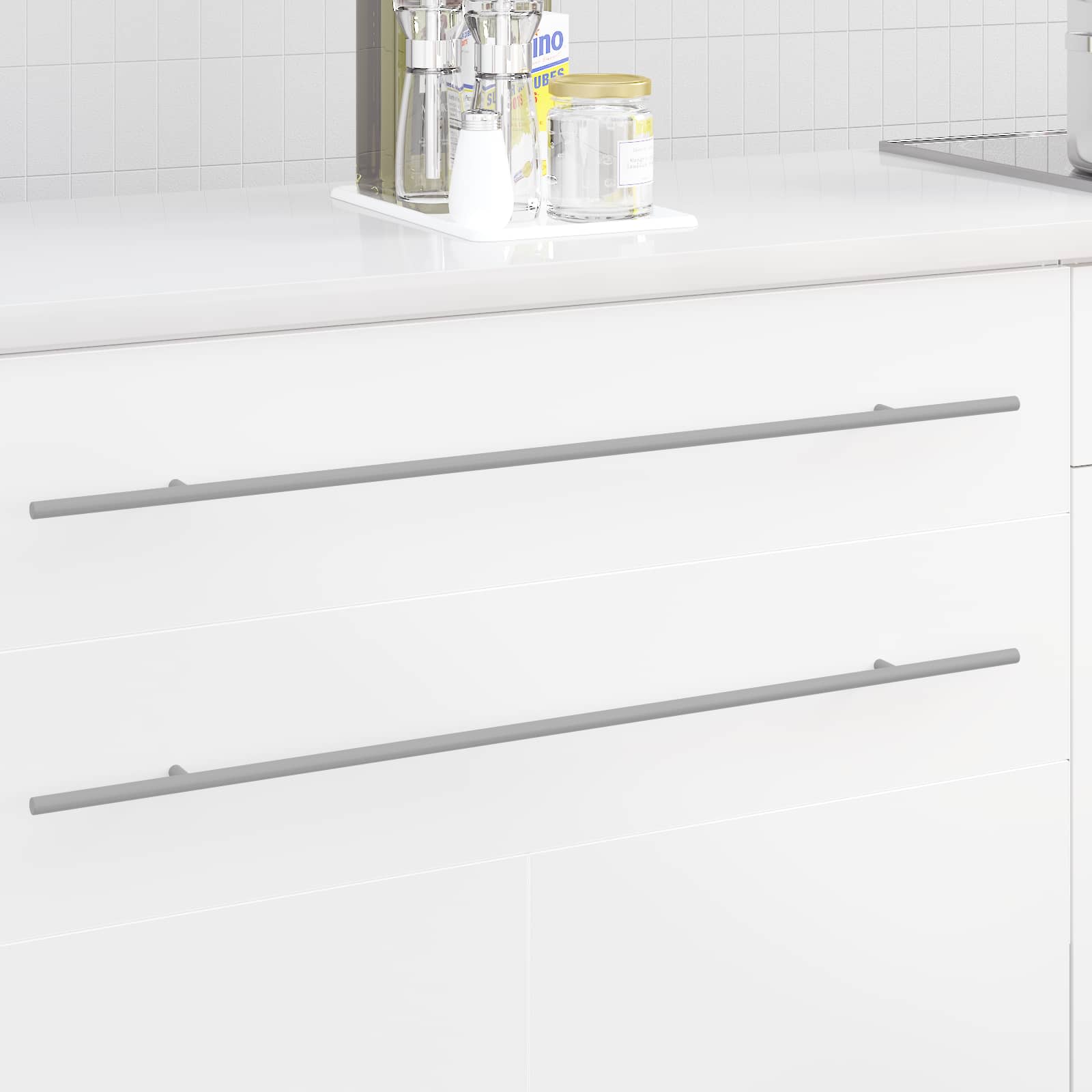 Vidaxxl poignée d'armoire 2 pcs argent 800 mm acier inoxydable