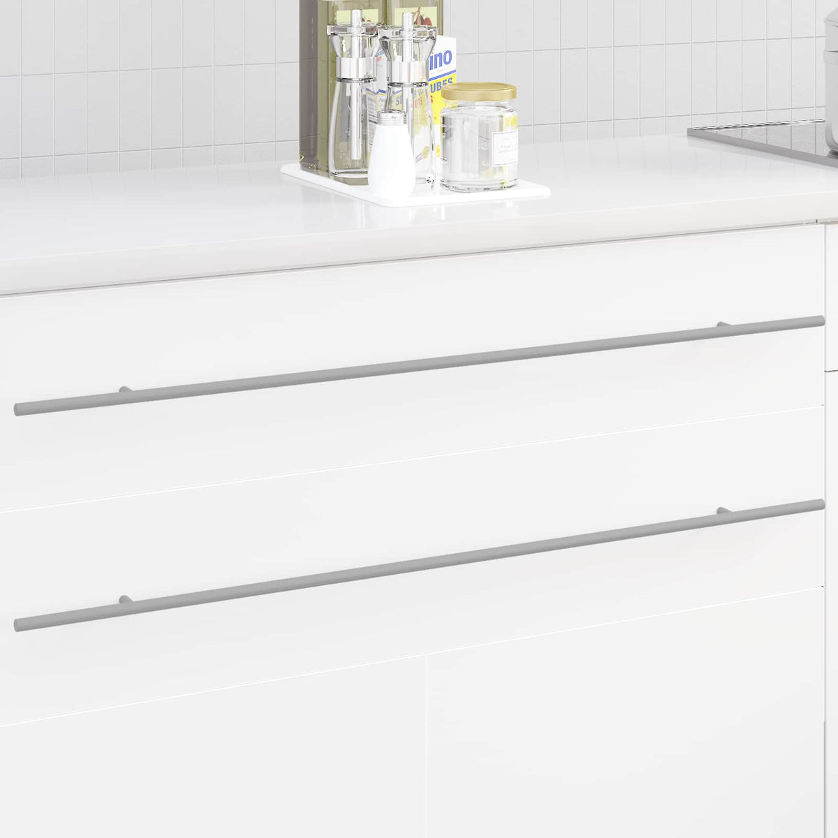 Vidaxxl poignée d'armoire 12 pcs argent 900 mm acier inoxydable