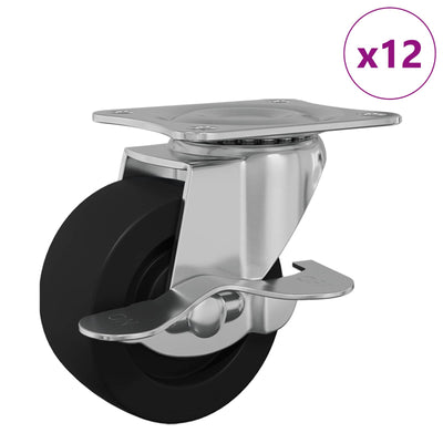 Vidaxl roulette 12 pcs noir et argent 50,7 x 50,7 x 24,4 mm