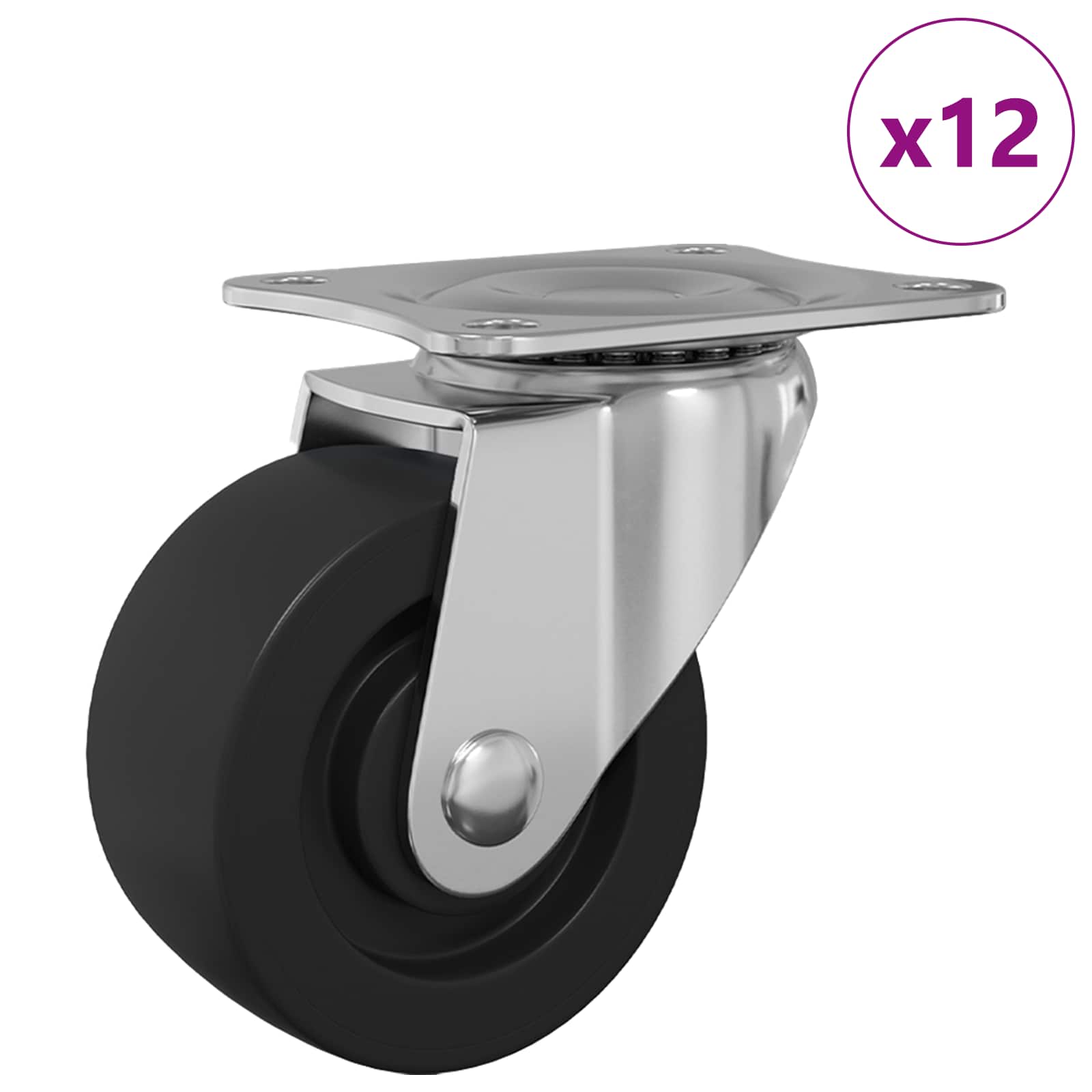 Vidaxx roulette pivotante 12 pcs argent 60 x 60 x 50 mm glace et nylon