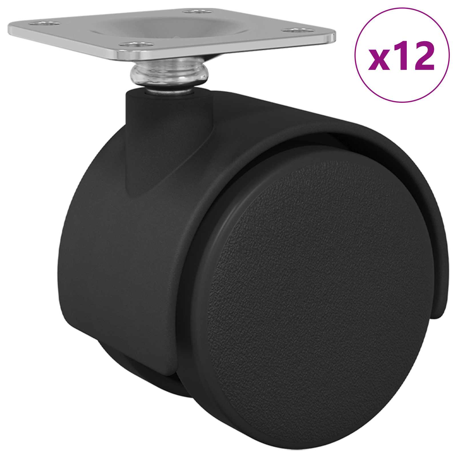 Vidaxx roulette pivotante 12 pcs noir 39,5 x 39,5 x 37,8 mm fer et PP