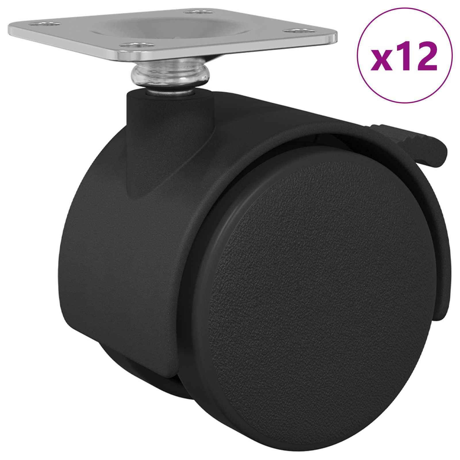 Vidaxx roue 12 pcs noir 39,5 x 39,5 x 37,8 mm fer et polypropylène