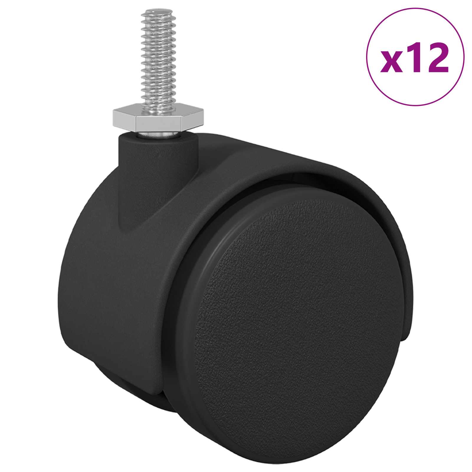 Vidaxl roulette 12 pcs noir et argent 40,1 x 40,1 x 37,8 mm fer et pp