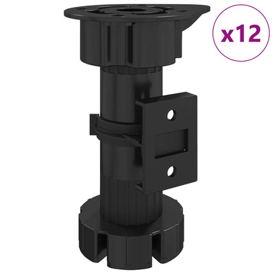 Vidaxxl pieds de meubles réglables 12 pcs noir 46 x 46 x 128 mm pp