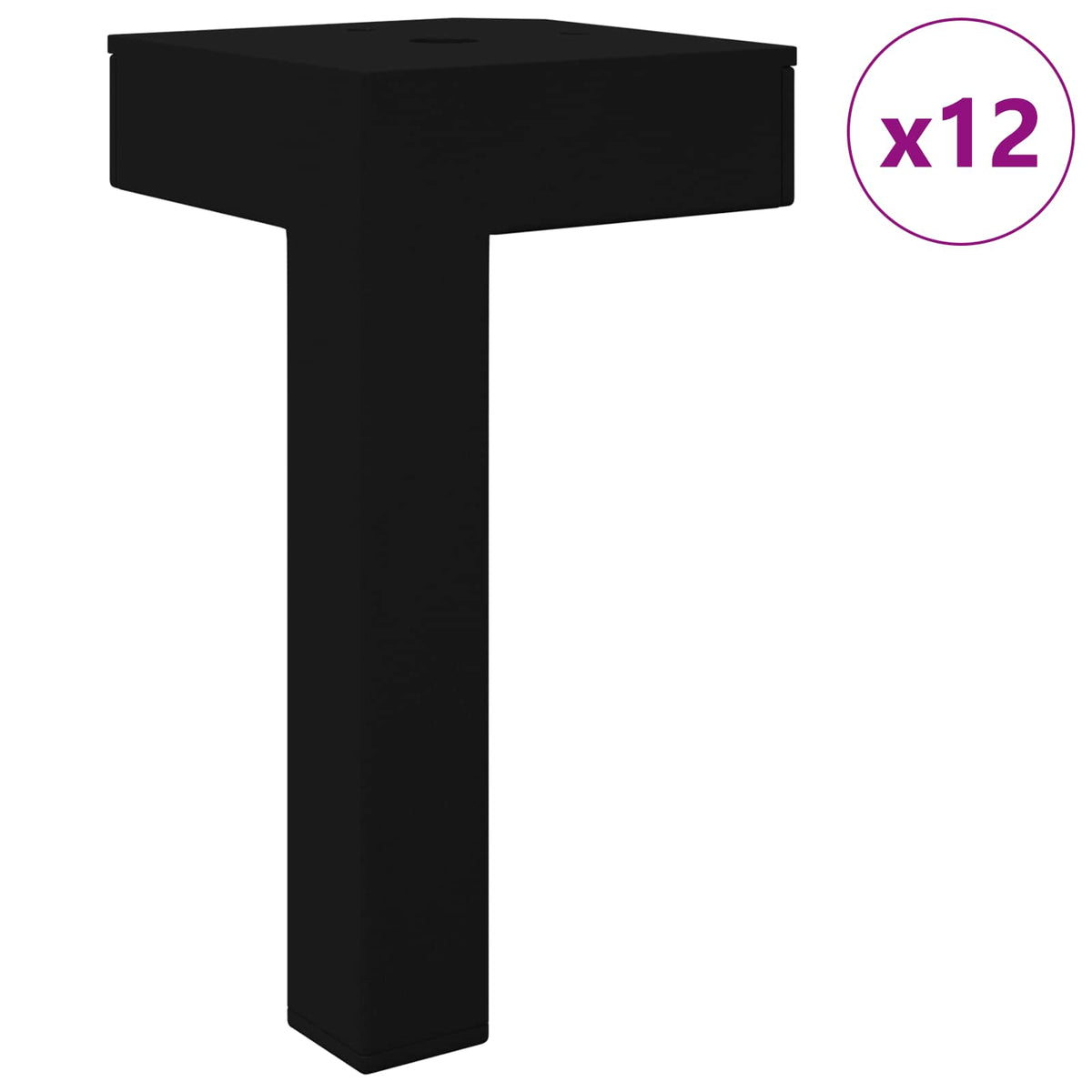 Vidaxl pieds debout 12 pcs noir 57 x 57 x 100 mm fer