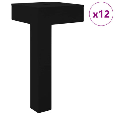 Vidaxl pieds debout 12 pcs noir 57 x 57 x 100 mm fer