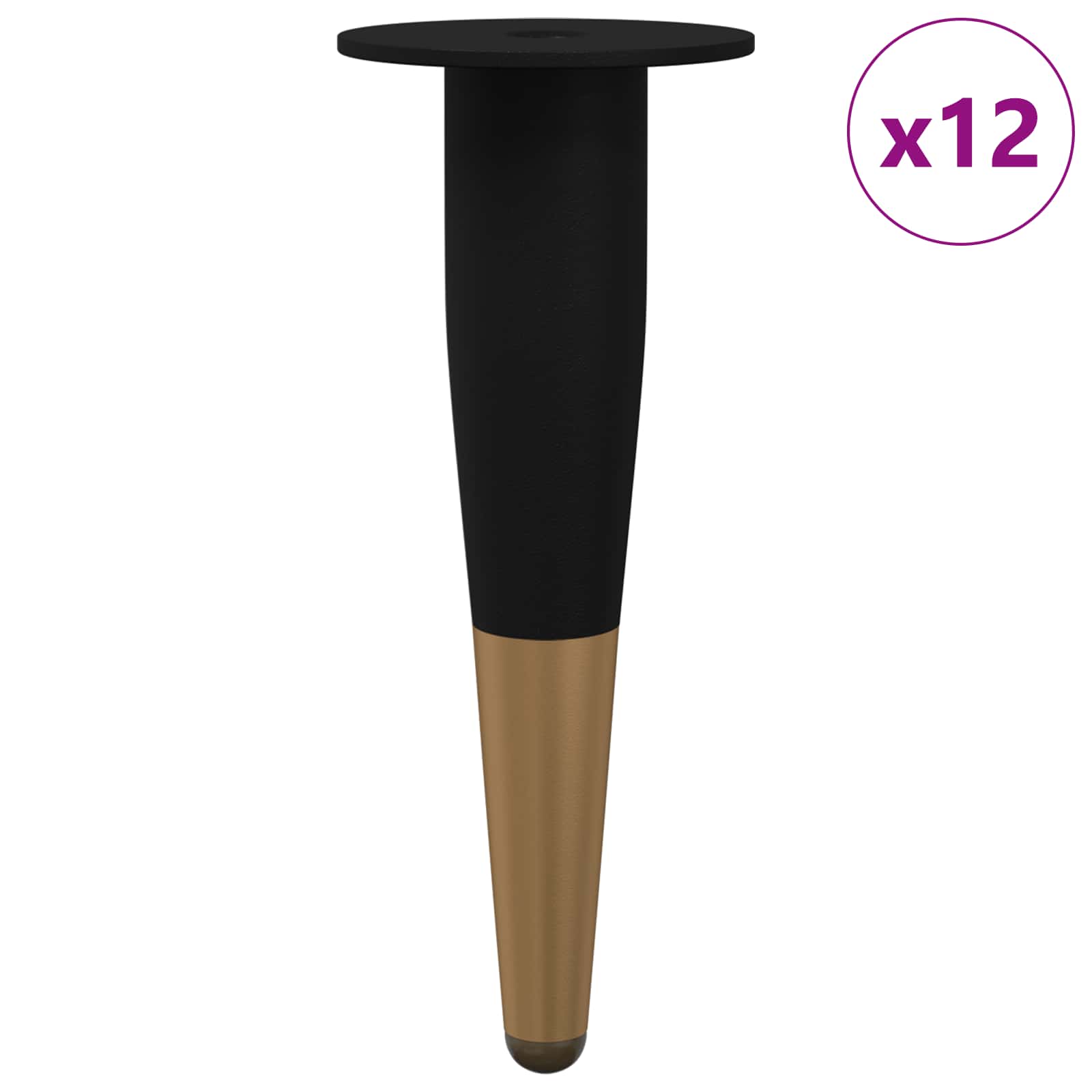 Vidaxxl pieds de meuble 12 pcs noir et or ø 40 x 98 mm fer
