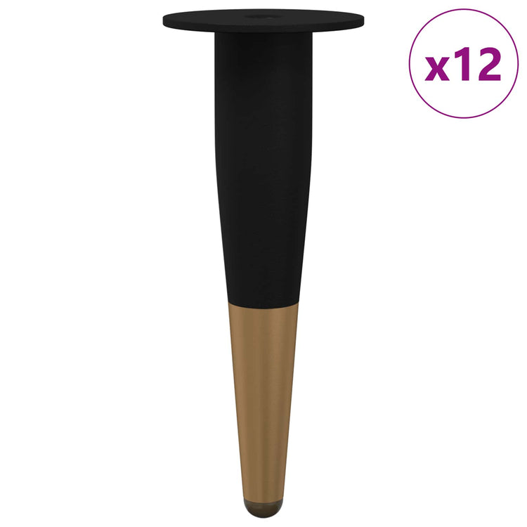Vidaxxl pieds de meuble 12 pcs noir et or ø 40 x 98 mm fer