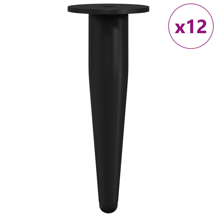 Vidaxxl pieds de meuble 12 pcs noir ø 40 x 98 mm fer