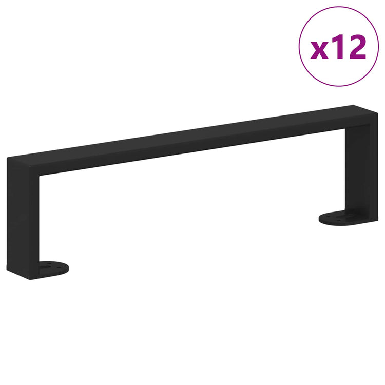 Vidaxxl pieds de meuble 12 pcs noir 376 x 40,5 x 100 mm fer
