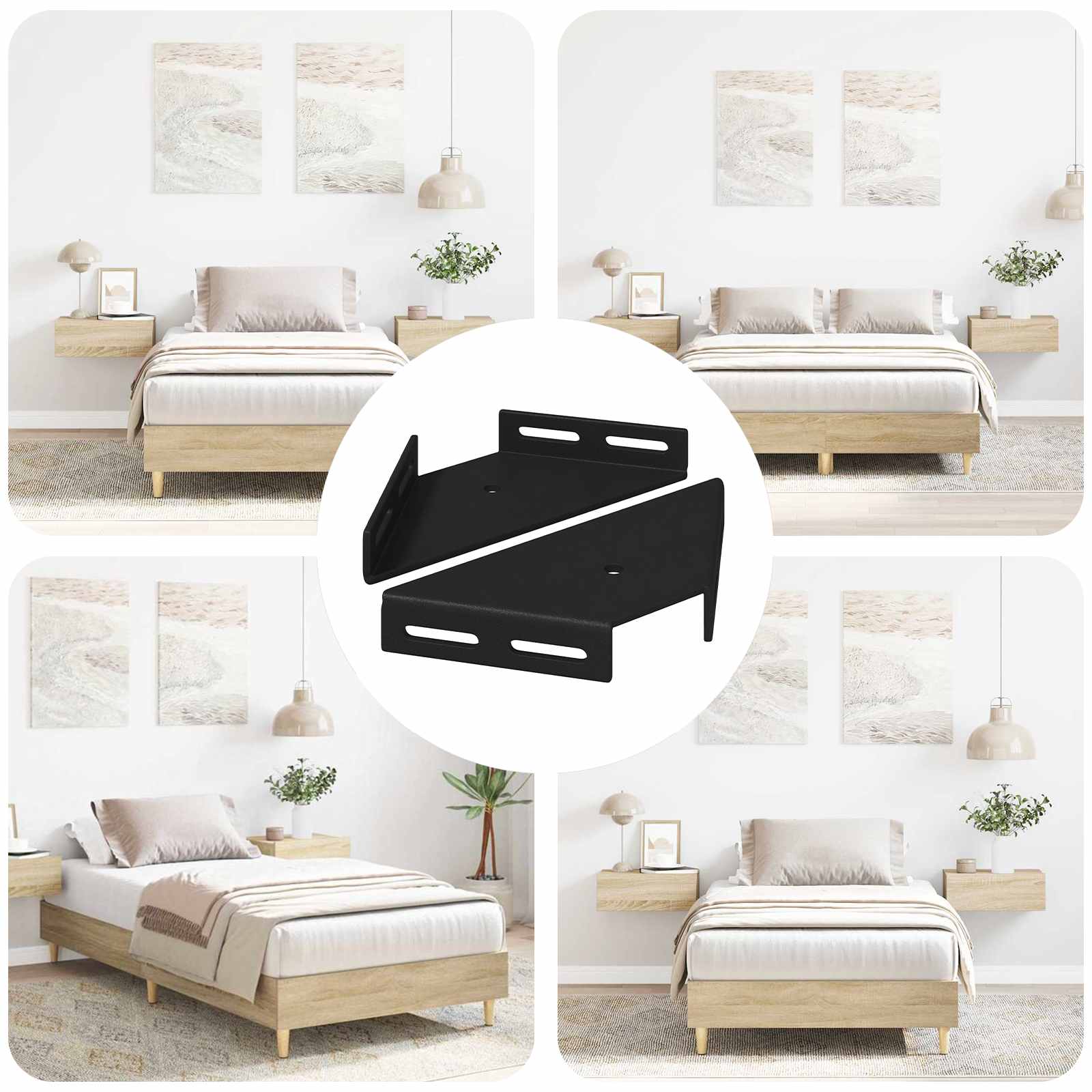 Vidaxxl support d'angle 2 pcs noir 138,5 x 50,5 x 16 mm fer