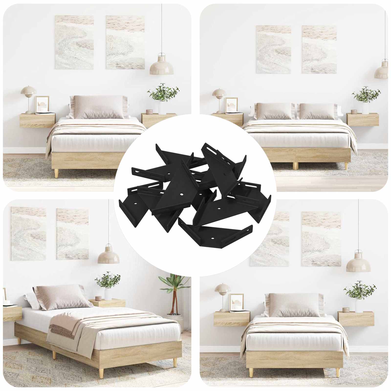 Vidaxxl support d'angle 12 pcs noir 138,5 x 50,5 x 16 mm fer