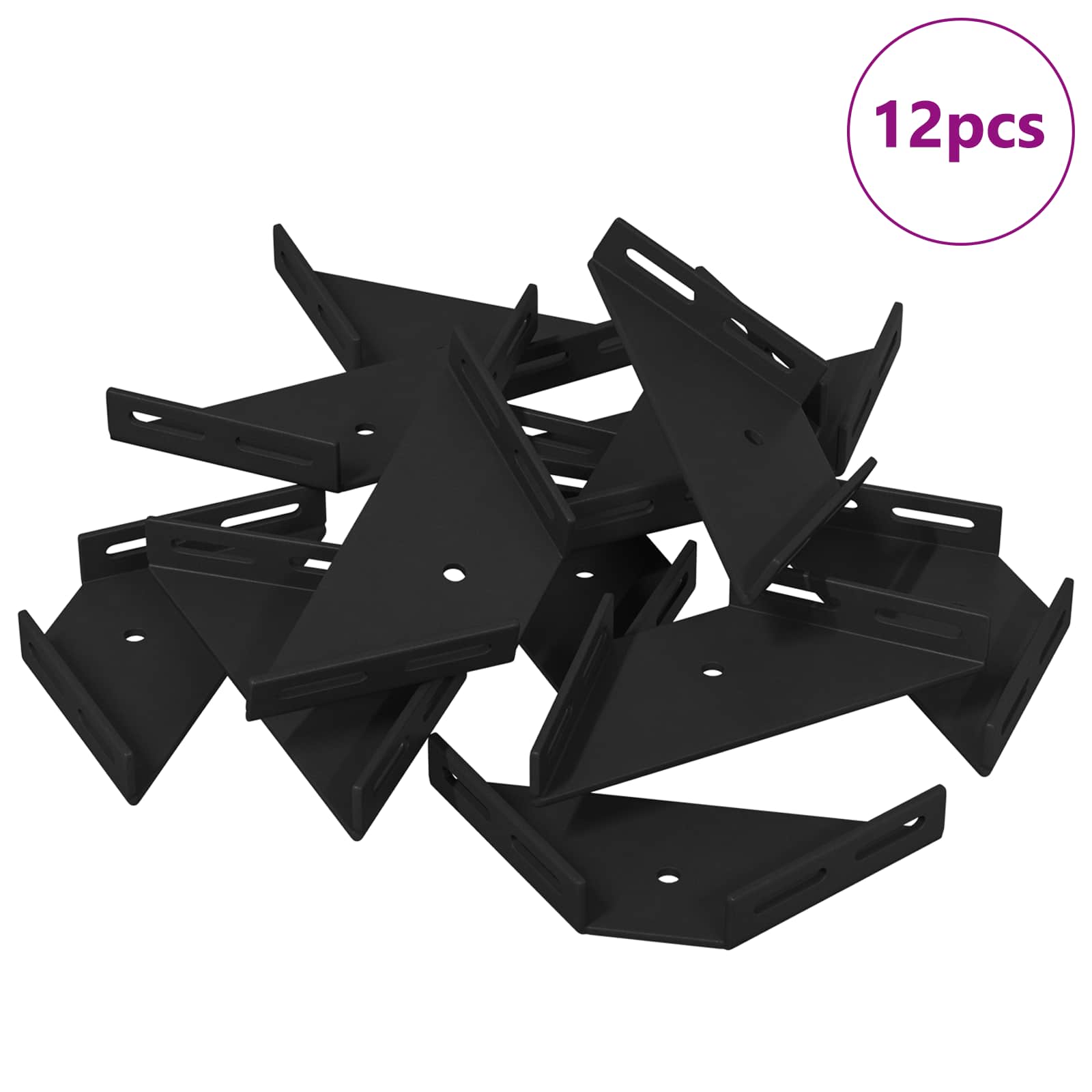 Vidaxxl support d'angle 12 pcs noir 138,5 x 50,5 x 16 mm fer