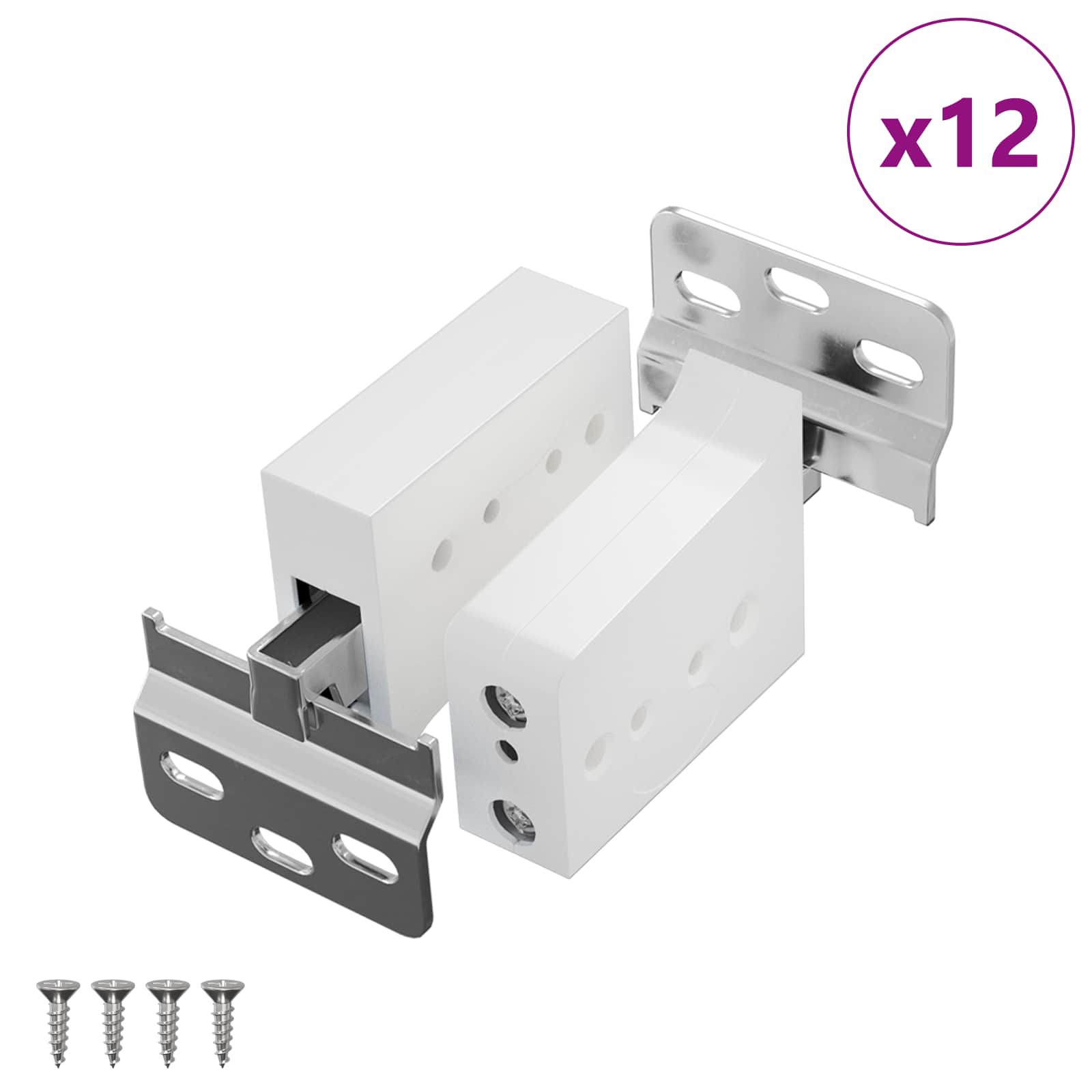 Vidaxx support de suspension pour placard 12 pcs blanc 70 x 48 x 19 mm fer et plastique