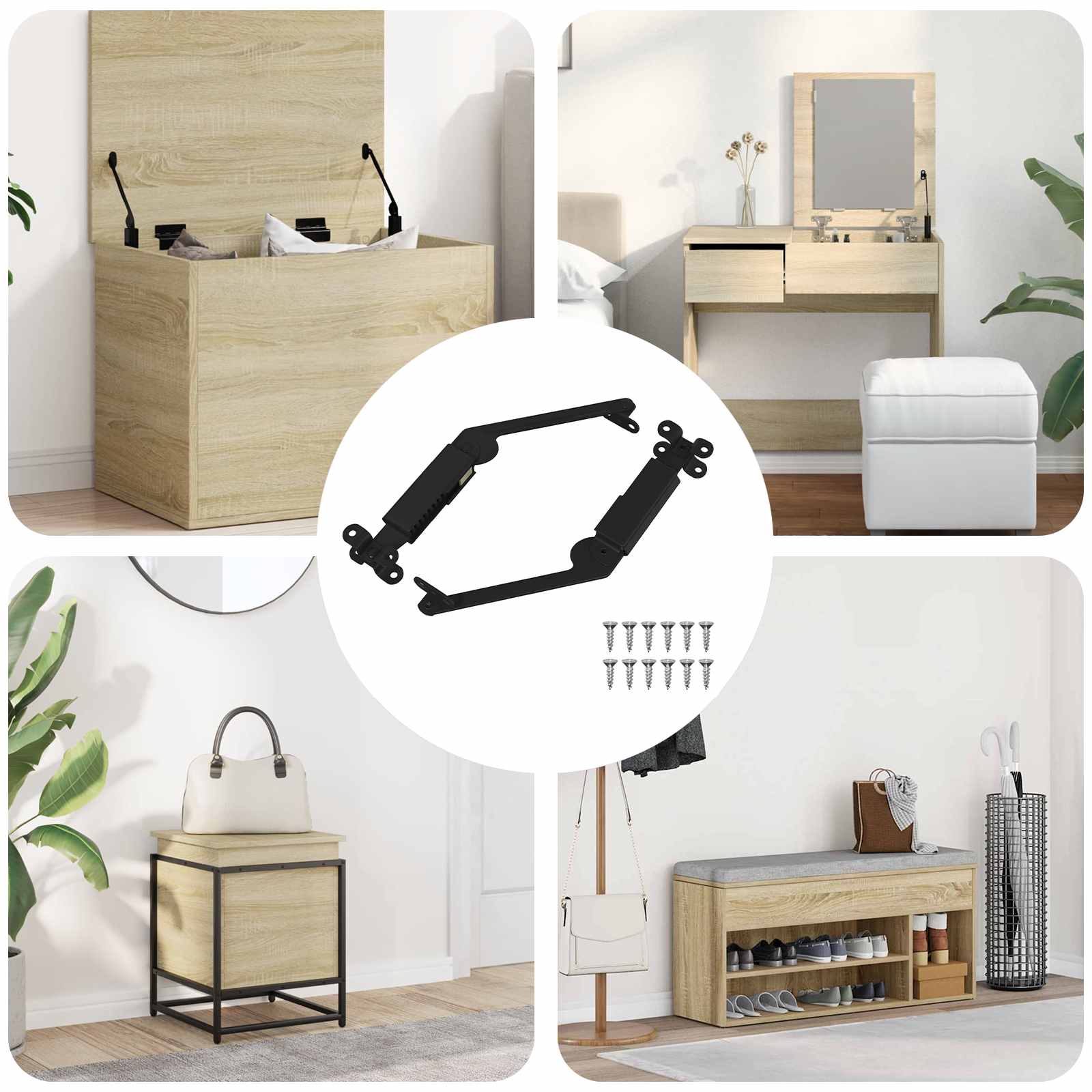 Vidaxxl couvercle support charnière 2 pcs noir 192 x 32 x 50 mm