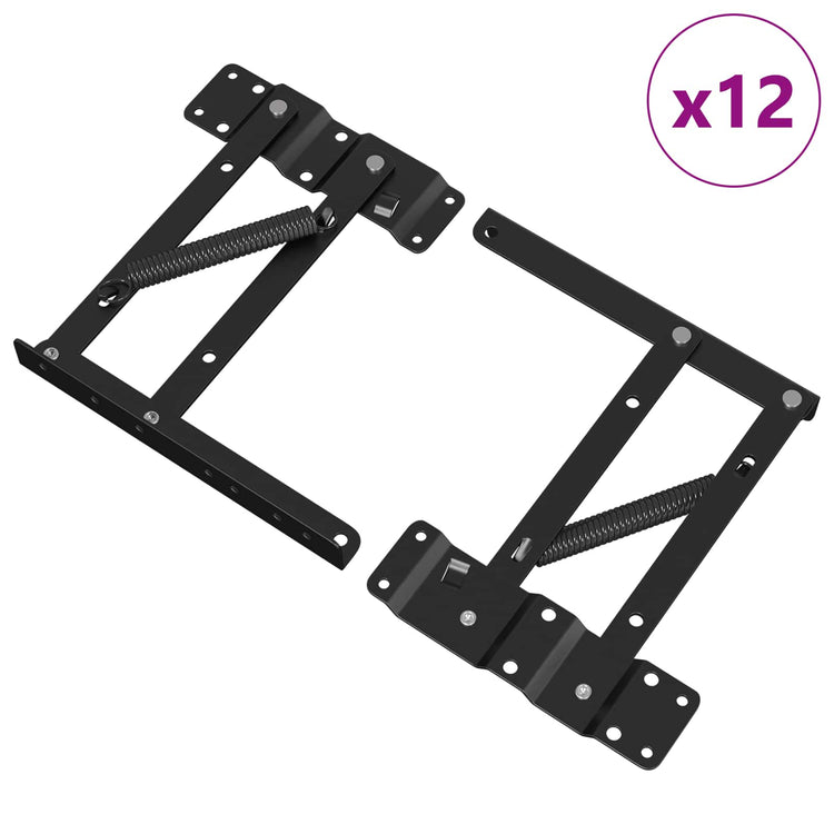 Vidaxxl mécanisme de levage de lit 12 pcs noir 340 x 95 x 40 mm fer